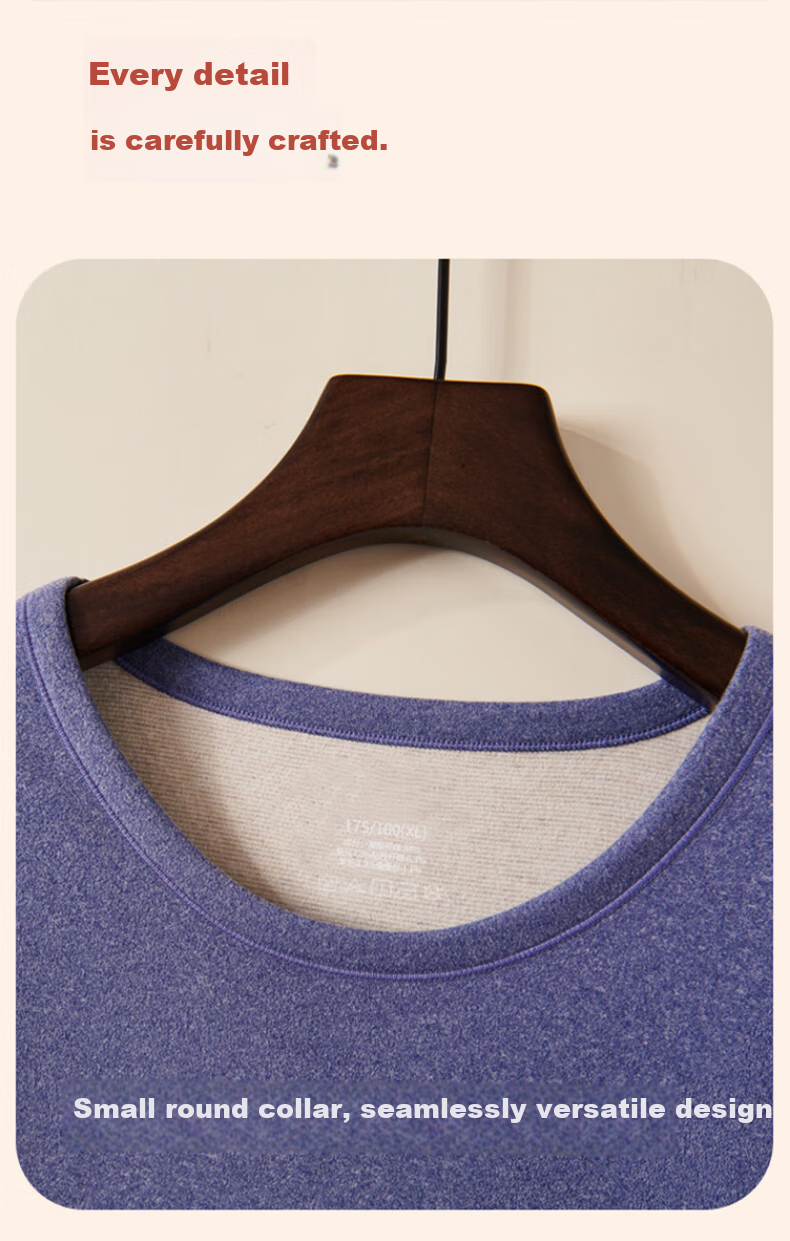 LangSha Thermal Underwear for Men, New Autumn And Winter 2026 Product, Wool And Silk Blend, 7A Antibacterial Single Top, Fleece-Lined Warm Undershirt for Me 13