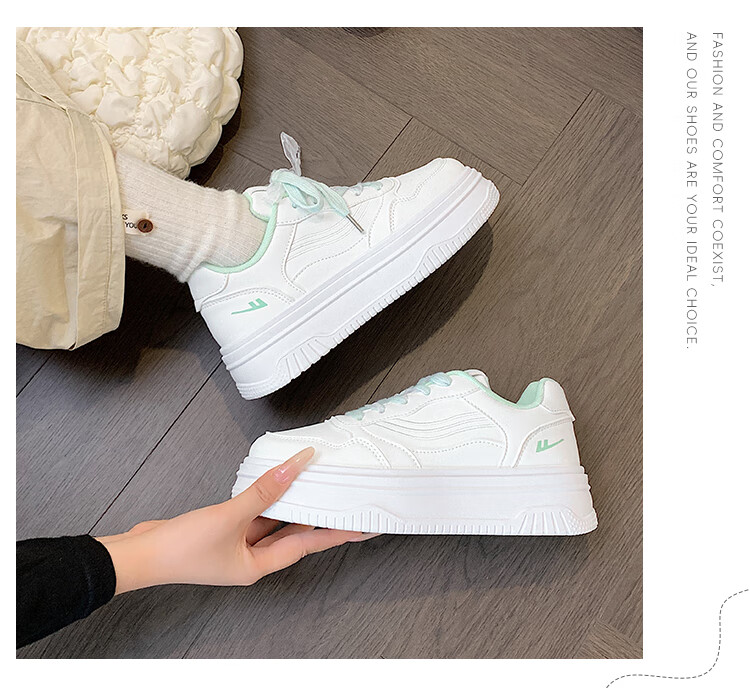 Warrior Women's Fresh Style Casual Platform White Sneakers, Pink White, Size 38 13