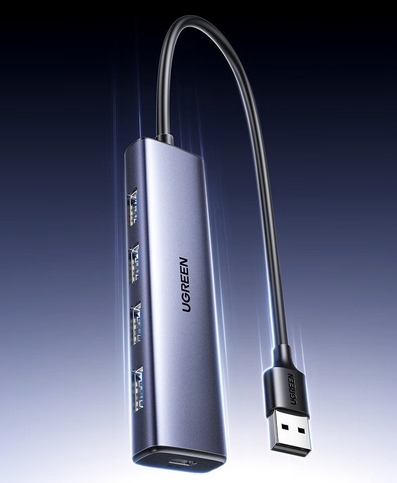 UGREEN USB3.2 Hub, 10Gbps Splitter, Multi-Port Expansion Dock, High-Speed Four-In Hub, Laptop One-To Extension Cable Converter 2