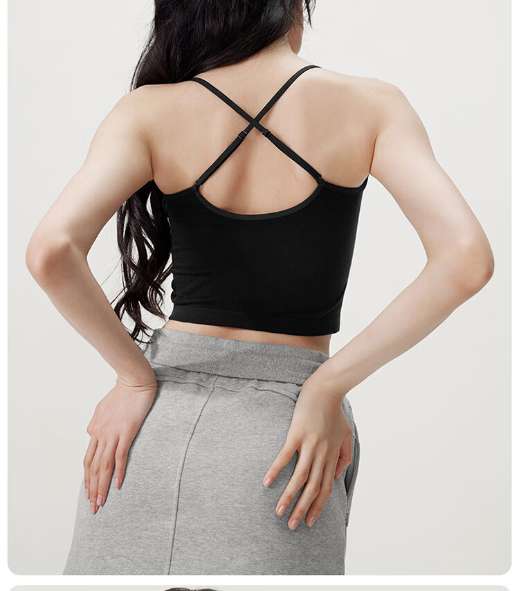 Banlian Women's Summer Camisole Tank Top with Built-In Bra Pads, Backless Design, Seamless White Strap Undershirt for Layering 15