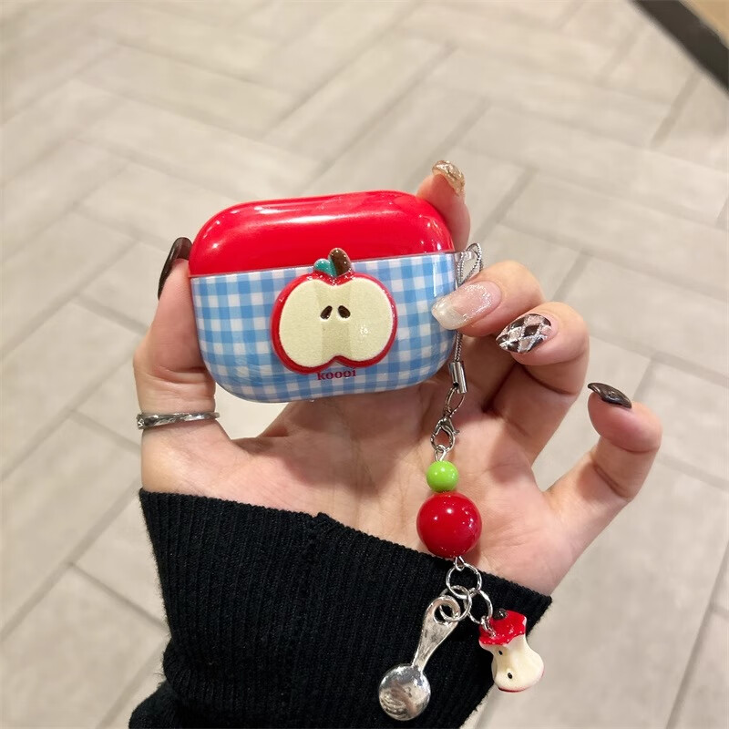 Beiyipin Ins Blue Plaid 3D APPLE Case for AirPods Pro 1st, 2nd, And 3rd Generation Bluetooth Earphones, Protective Cover