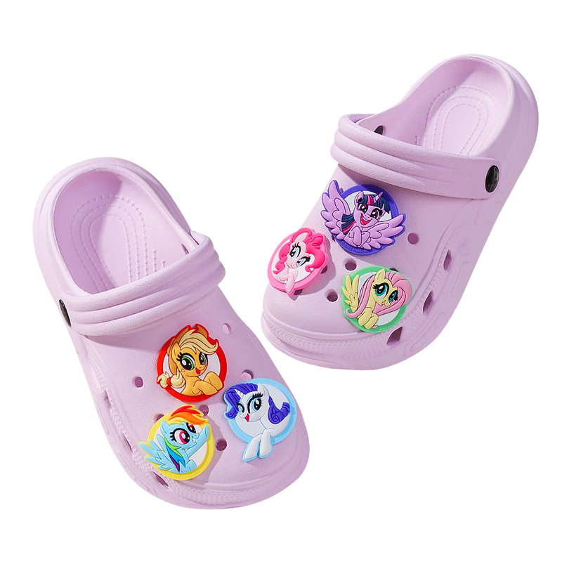 My Little Pony Kids Slippers Big Children Sandals Hole Shoes Beach Slippers Round Logo Purple Size 38-39
