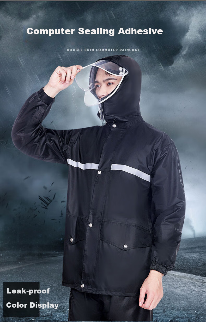 Dipuer Raincoat for Food Delivery Riders, Heavy-Duty Electric Bike Adult Two-Piece Raincoat, Motorcycle Suit for Men And Wome 1