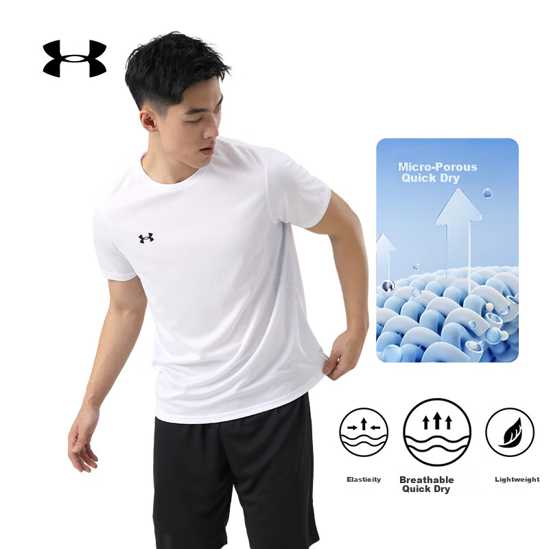 Мужская футболка Under Armour с коротким рукавом, быстросохнущая, дышащая, для фитнеса и бега, летняя