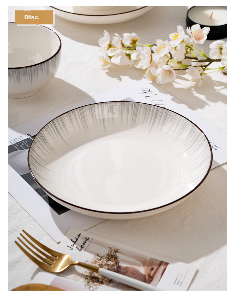 KANGQIN Bowl And Plate Set with Underglaze Color, Simple Nordic Style Ceramic Bowls Plates Chopsticks for 12 People, Upgraded Casserole Deluxe Gift Box Set 10