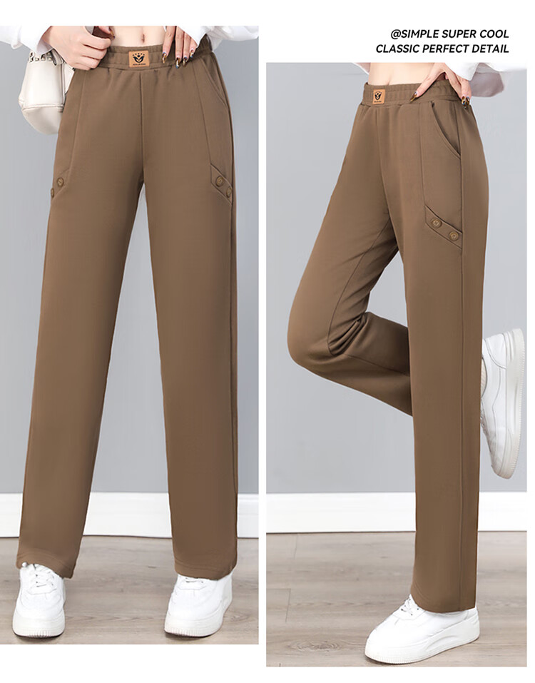 Woodpecker Women's Versatile Straight Loose Slimming Long Pants Spring Autumn New High Waist Sports Casual Pants Black 2XL 12
