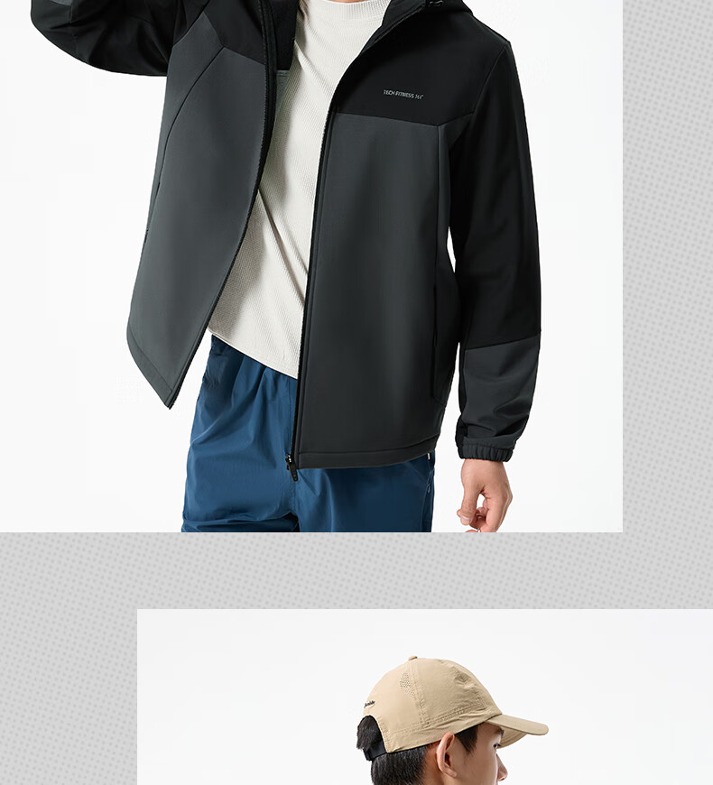 361° Men's Spring Jacket, Triple-Protection Sports Outdoor Water-Repellent Casual Fleece-Lined Coat, Style 652544602-1 19