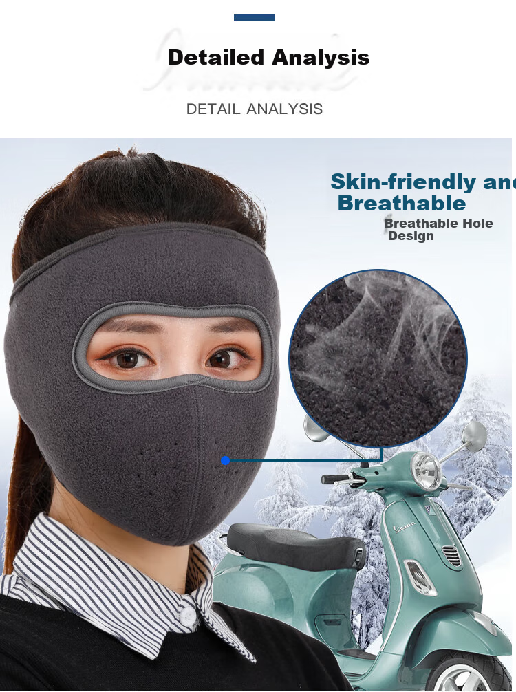 Adandyish Full Face Mask for Cycling, Windproof, Dustproof, Cold-Resistant, Unisex, Autumn And Winter Warmth Protection with Forehead And Ear Covers, Black 10