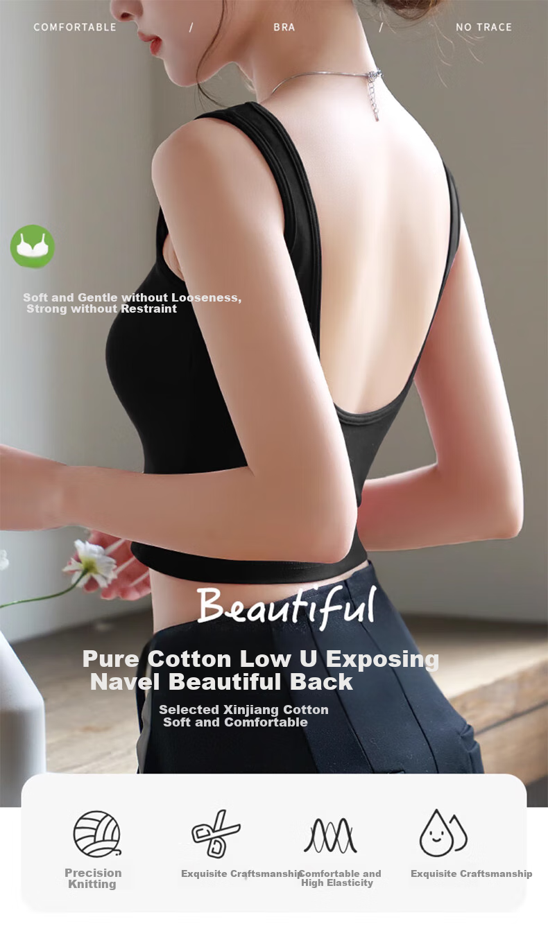 LangSha Women's Camisole Tank Top, Spring/summer 2026 New Style, Pure Cotton with Built-In Bra Pads, Beautiful Back Design, Suitable for Inner Wear Or Outer Wear As A Base Layer Top 1