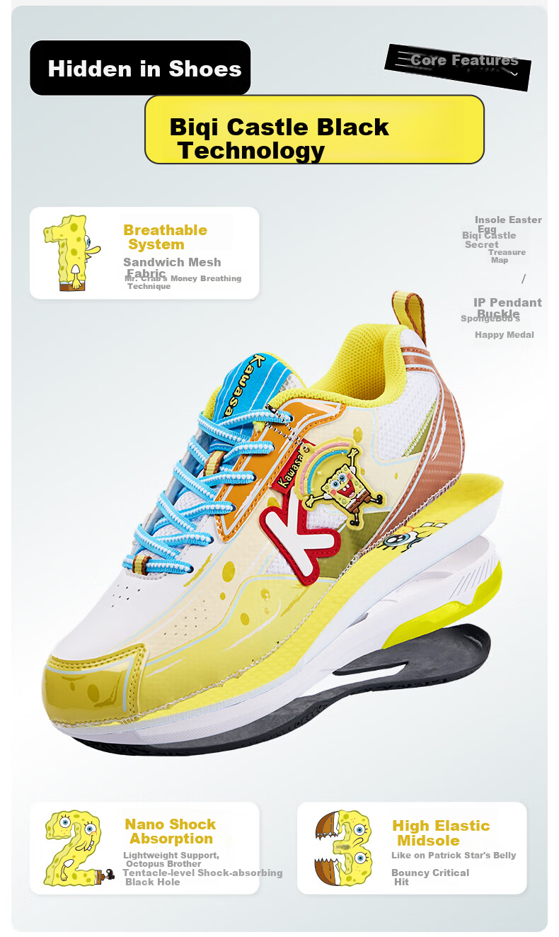 KAWASAKI Badminton Shoes SpongeBob SquarePants Collaboration Edition Sports Shoes for Men And Women C32026 Blue-Squid Brother Size 42 3