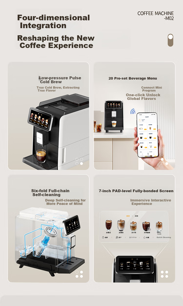 Dr.coffee M02 Home Coffee Machine, Fully Automatic, Compact, All-In Grinding And Brewing, Hot And Cold Dual Extraction, One-Button Fresh Cold Brew, Smart Control with Large Screen, Self-Cleaning Whole Chai 8