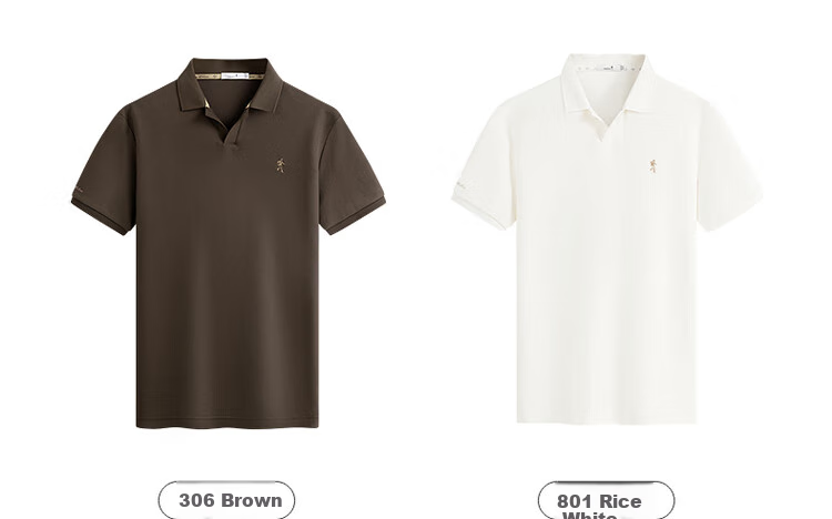 DANCING WOLVES [7A Antibacterial 2A Anti-Mite] Fashionable V-Neck Cool Breathable Men's Short-Sleeve POLO 306 Brown XL(180) 6
