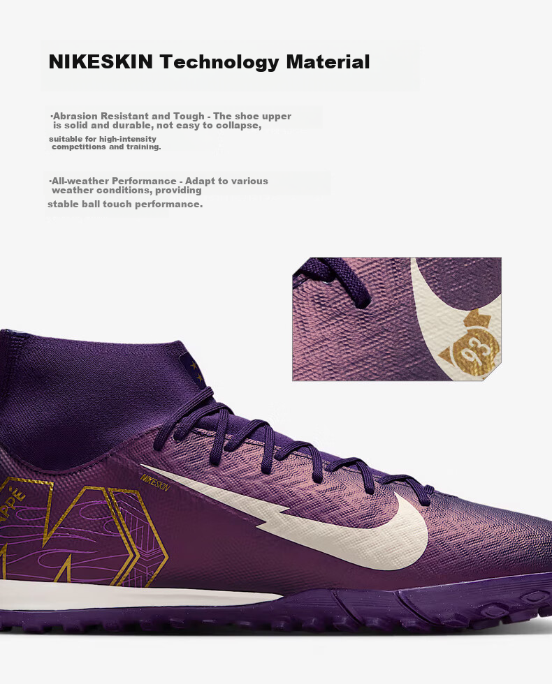 NIKE SUPERFLY 10 TF Men's Soccer Cleats, Short Studs Sports Shoes FQ8333-500 Kylian Mbappe Purple 42.5 3
