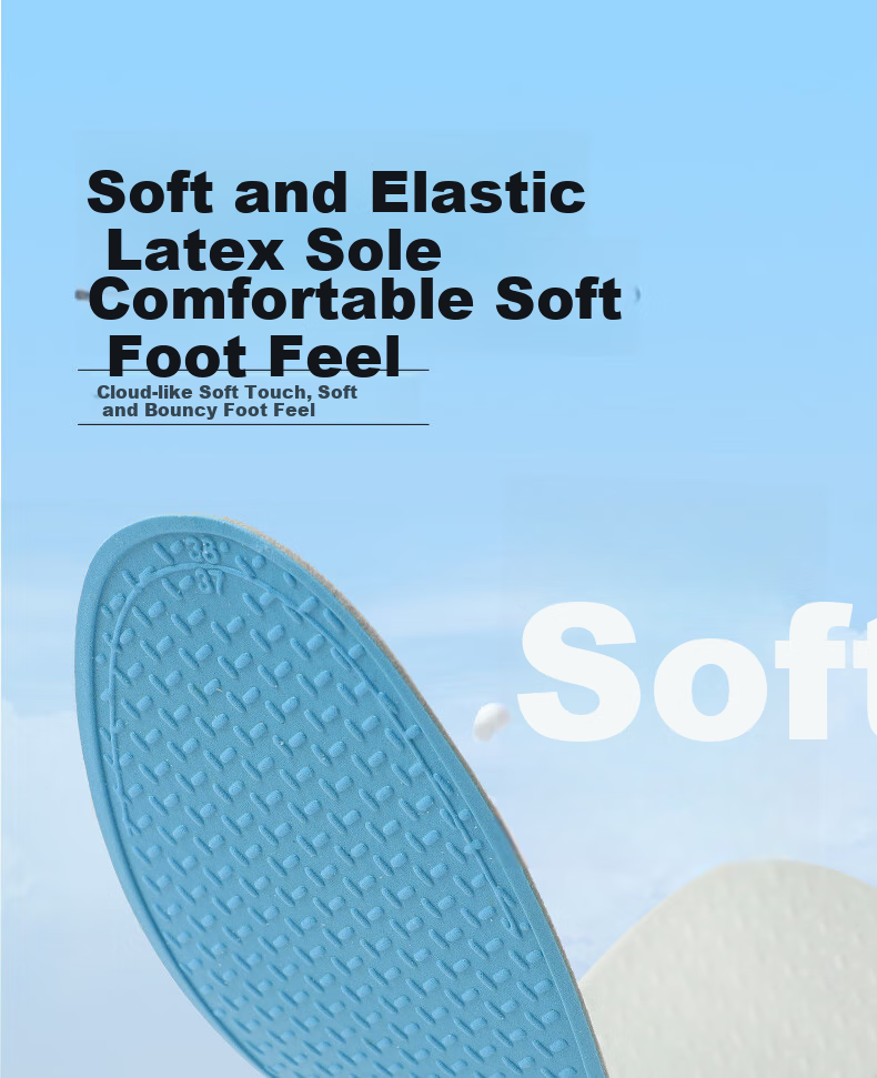 FOOTOPPO Antibacterial Latex Insoles for Men, Ultra-Thin Soft Elastic Thin Insoles for Summer, Military Training, Sports, Shock-Absorbing, Sweat-Absorbing, Breathable Thin Insoles 4