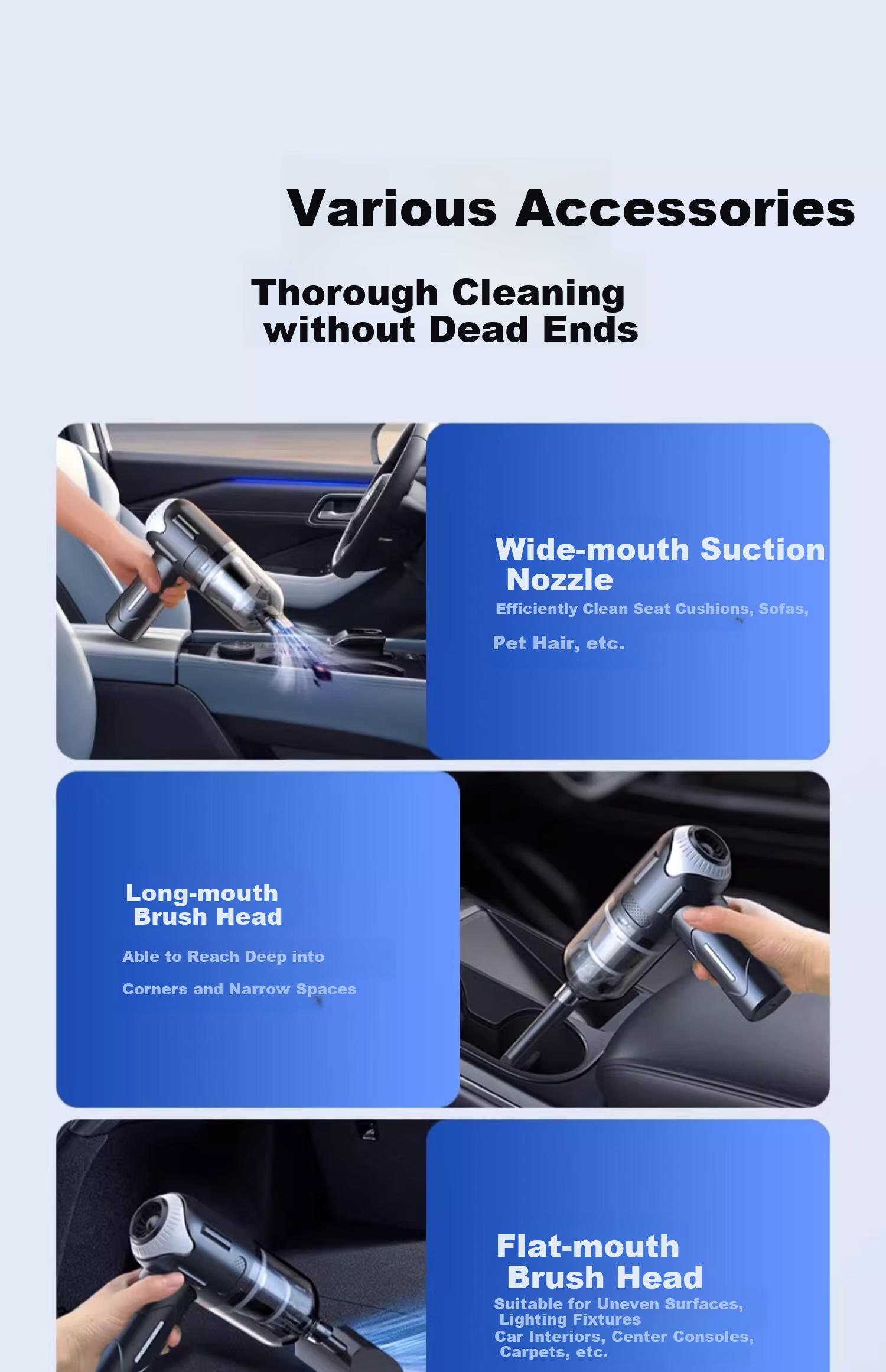 AUTOWOEL Handheld Car Vacuum Cleaner High Power Cordless Portable Multi-Use Car Home Outdoor Blower and Suction Car Interior Cleaner 14