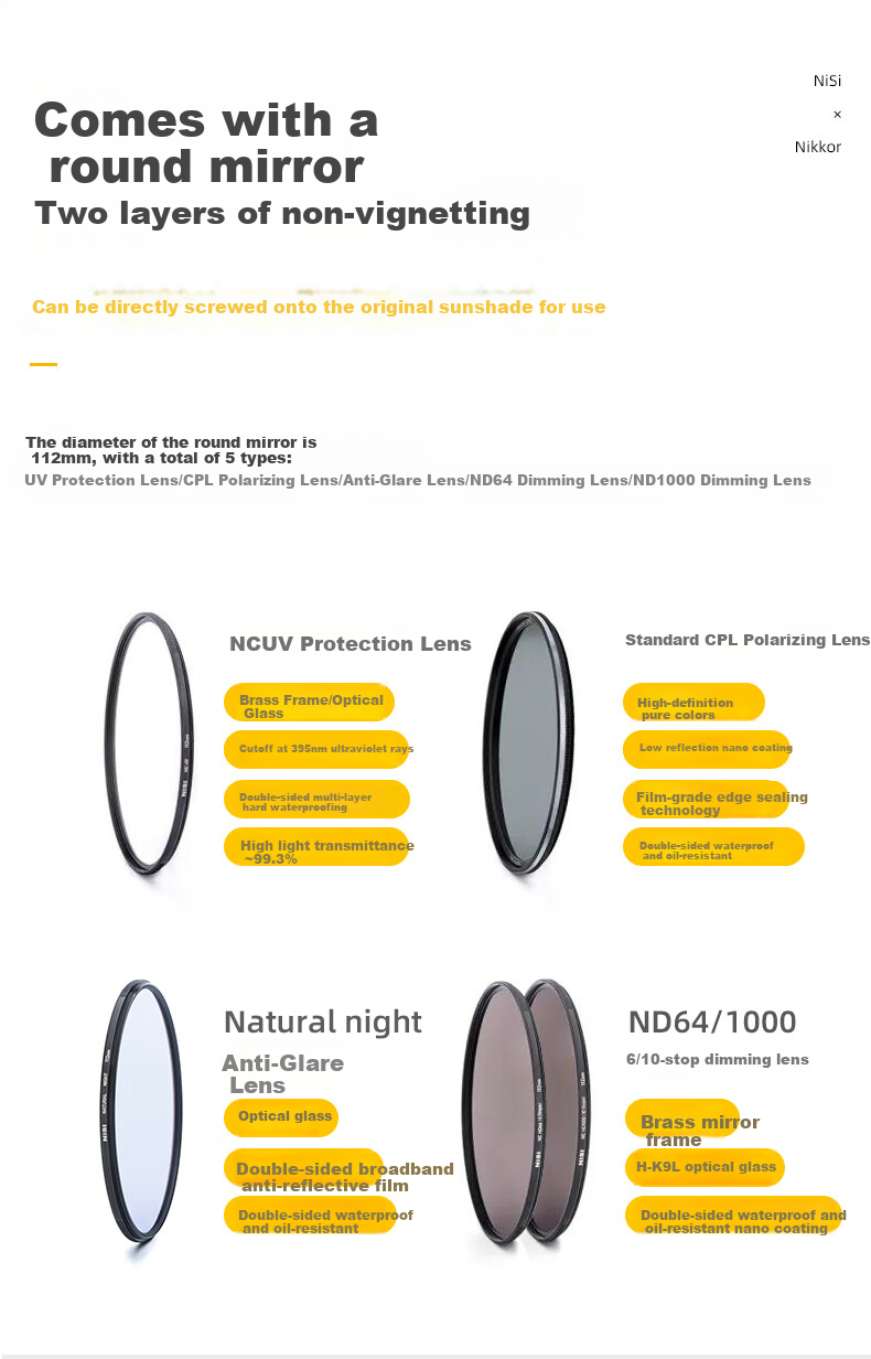 NiSi CPL Polarizing Filter, Polarizer for Nikon Z 14-24mm F2.8S Lens, Standard CPL 112mm Filter, Standard Polarizing Filter, CPL Filter, Anti-Yellowing 2