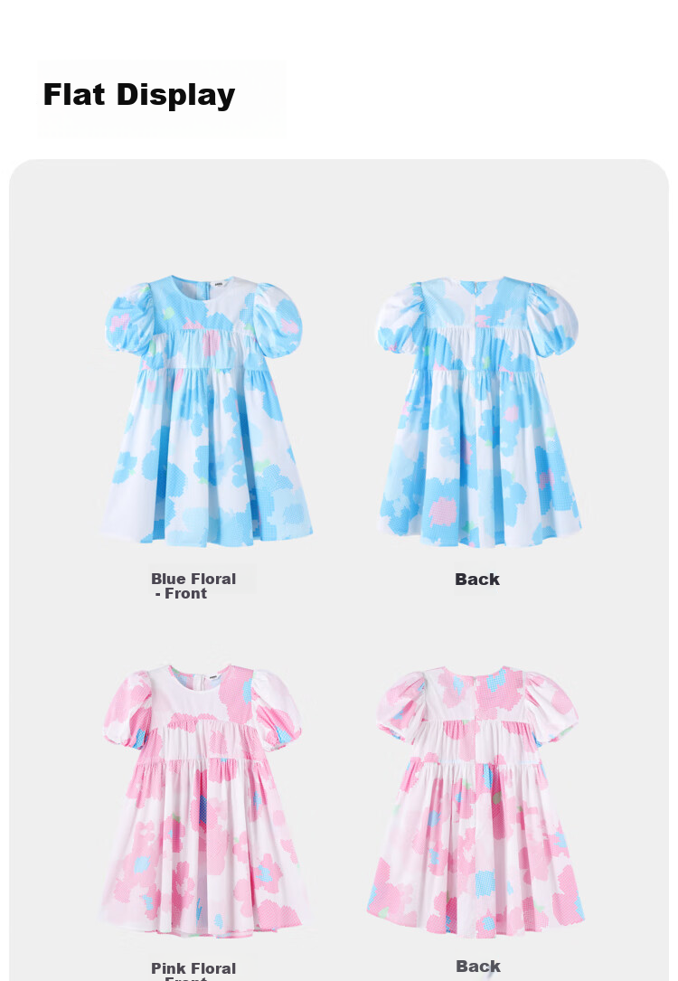 Annil Girls' Short-Sleeve Dress, Summer Cotton Elastic Sweet A-Line Dress with Floral Print 12