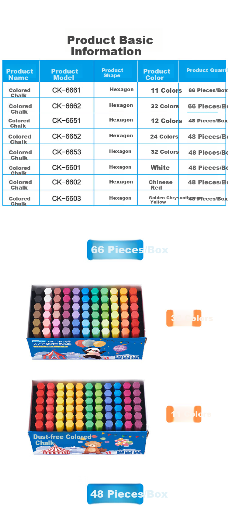DSB Dust-Free Chalk, China Red, 48 Pieces Per Box, Non-Toxic, Specially Designed for Blackboard Chalk, Children's Use, CK-6602, End of Semester And Teacher's Day, Colorful Chalk with Vibrant Colors 11