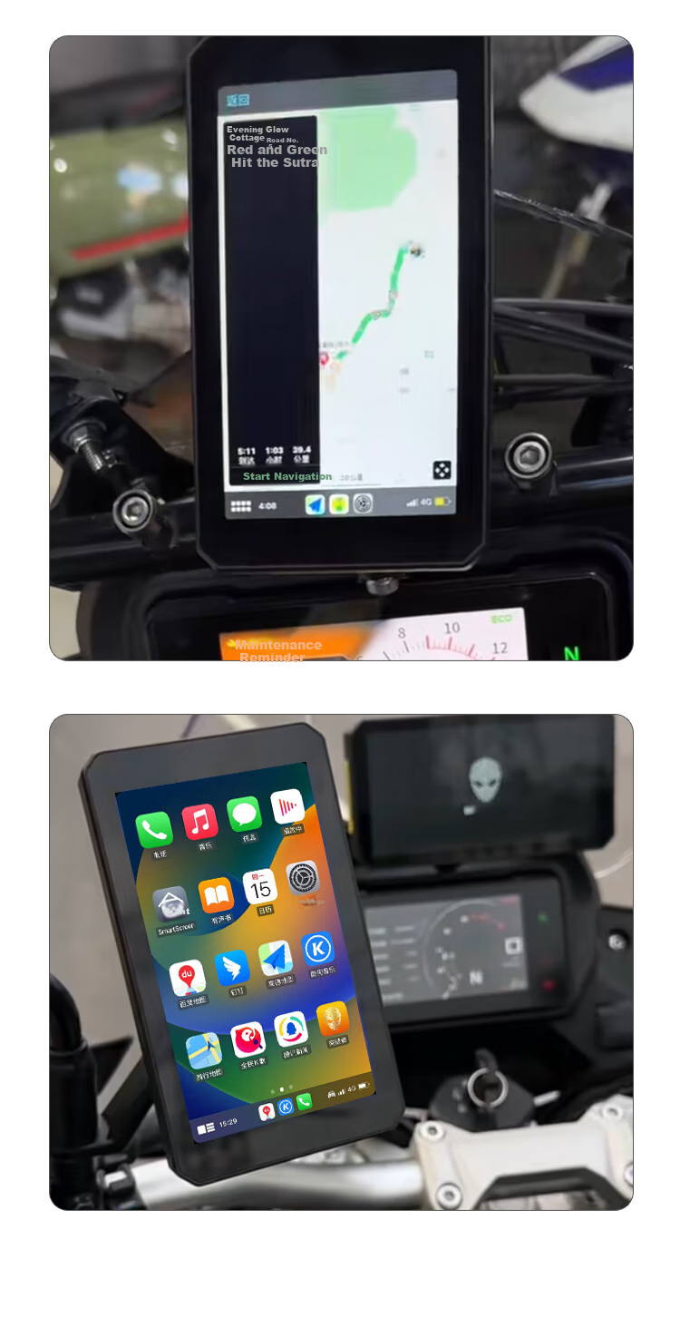 Tupozhe M2S-200 Motorcycle Dash Cam, Horizontal And Vertical Screen, Intelligent Radar Car System, Carplay Navigation Device, Wireless Phone Projection, Dual Camera, Loop Recording 18