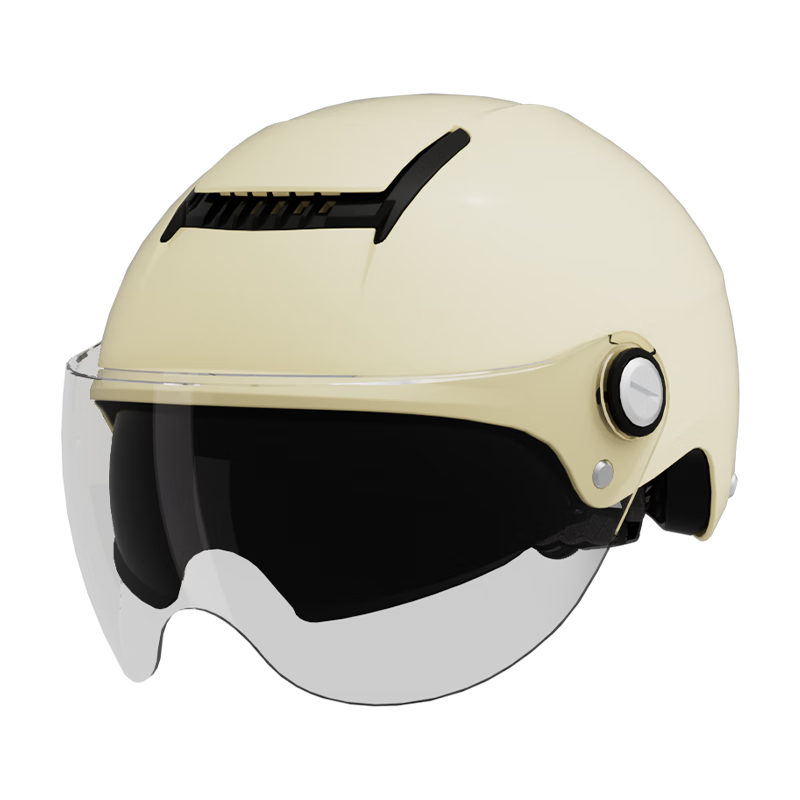 Luyuan Electric Bike Helmet Summer Zero-Pressure Sunroof Half Helmet New National Standard Class A 3C Certified Electric Motorcycle Safety Helmet Four Seasons Unisex Yunmo White - 3C Transparent Short