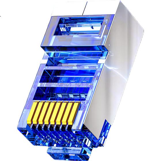Сетевой коннектор AMPCOM категории 6, экранированный FTP, Gigabit Ethernet, RJ45, 8P8C, чистая медь, позолоченный, 100 шт.