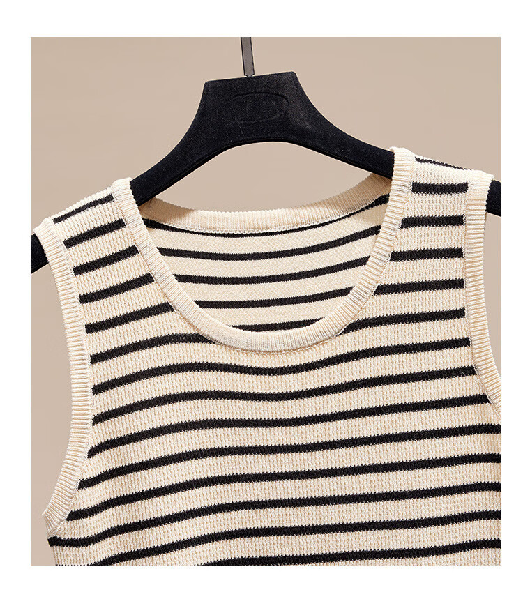 GUJIN Versatile, Slimming Contrasting Striped Knit Camisole for Women, Spring And Autumn Season, Sleeveless Short Top for Outer Wear Or Inner Layering 9