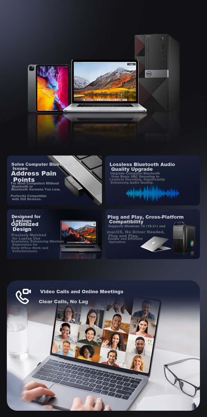 Questyle QCCDonglePro Lossless LDAC Bluetooth Transmitter HiFi Wireless Bluetooth Adapter MFI Compatible with Apple Phones PS5 Computers Switch 12