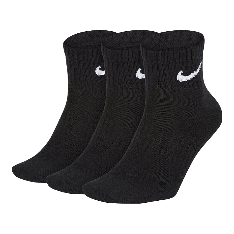 NIKE Men's Socks, Quick-Drying Breathable Basketball Socks, Short Socks Three-Pair Pack SX7677-010 Black M