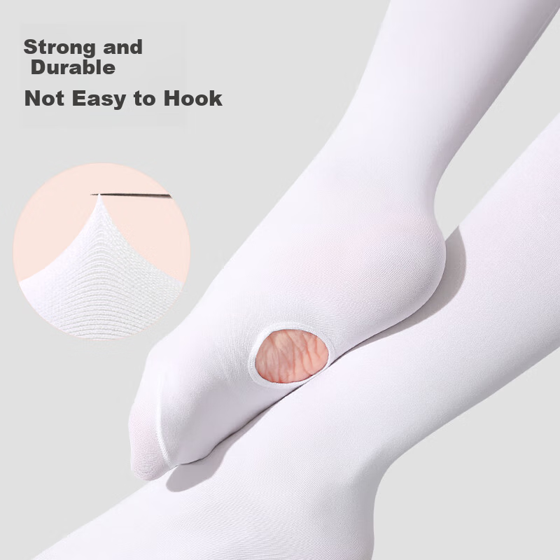 Zhiyouban Adult Tights Dance Socks, White Silk Dance Practice Socks, Yoga Body Shaping Leggings, Women's Ballet Thigh-High Stockings