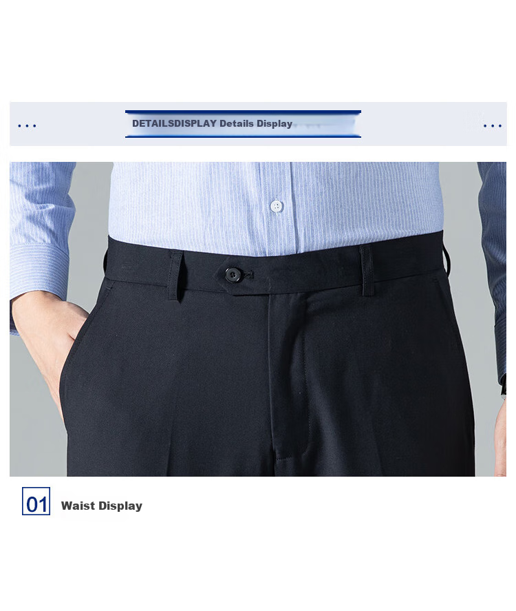 ROMON Men's Casual Pants, Straight Loose Trousers, Business Workwear, Versatile Simple Formal Dress Pants, Navy Blue, Size 29 9