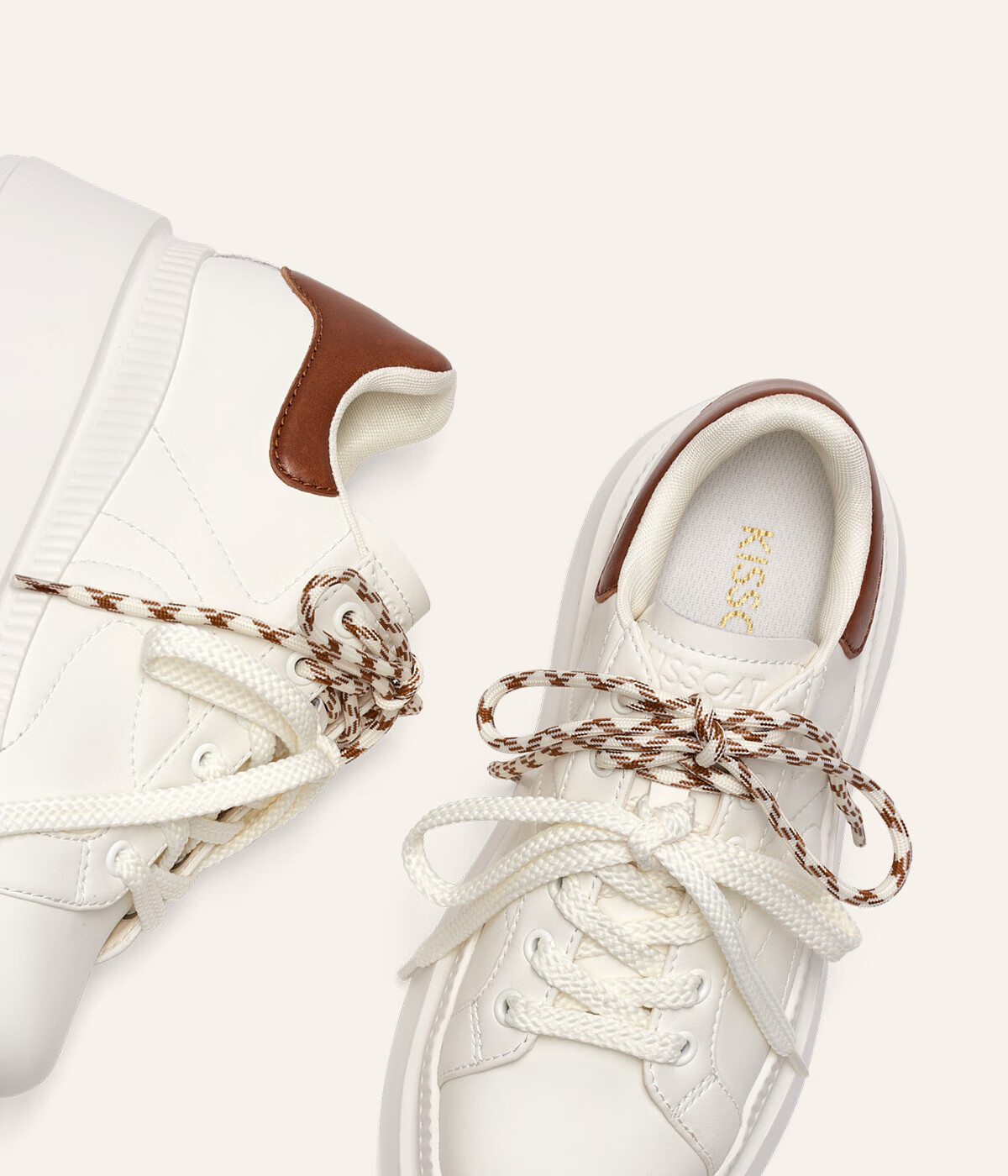 KISS CAT 8CM Height Increasing Long Leg Shoes Biscuit Casual Thick Sole White Sneakers Silver Size 36 14