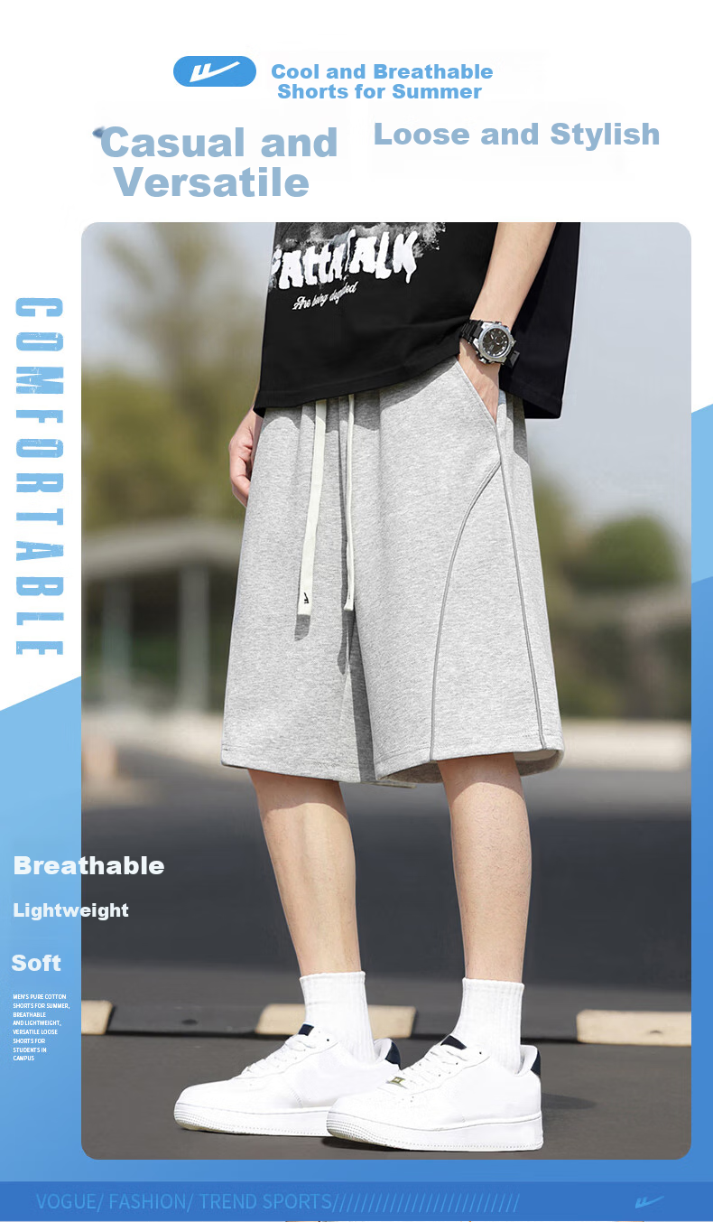 Huili Shorts, Summer Men's Breathable Thin Five-Point Pants, Loose Curved Knife Shorts, Casual Sports Trousers for Men, Black, XL 1