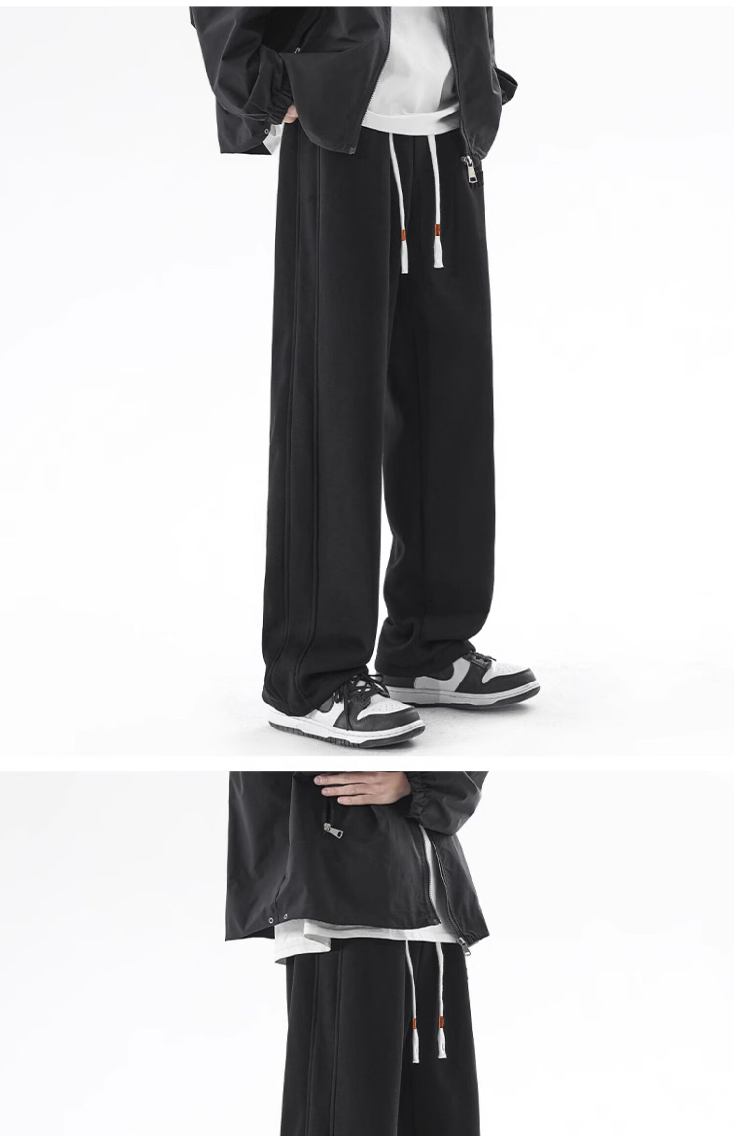 Huili Casual Pants for Men, Loose Drawstring Trousers, Spring And Autumn Wide-Leg Pants, Versatile Straight-Leg Pants, Athletic Long Pants 10