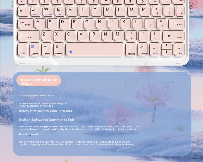 BOW Hangshi X19 Wireless Bluetooth Keyboard, Ultra-Thin, Quiet, Suitable for Office Use, Compatible with Apple, Xiaomi, Huawei Phones, IPad Tablets, Laptops, Universal Rechargeable Keyboard, Elegant White 22