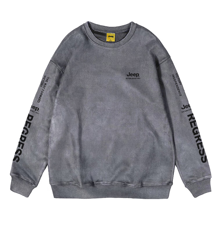 JEEP Men's Sweatshirt Jacket, Loose-Fitting Long-Sleeve T-Shirt for Spring And Autumn, Trendy Casual Outerwear for Men, Gray, Size L 9