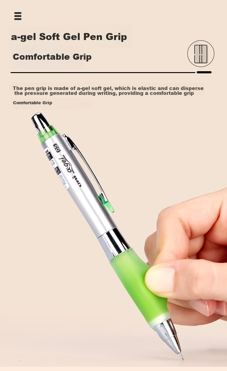 Uni Mitsubishi Automatic Lead Soft Rubber Pencil with Wobble Grip for School And Study M5-617GG 0.5mm Silver Barrel Black 1 Piece 5