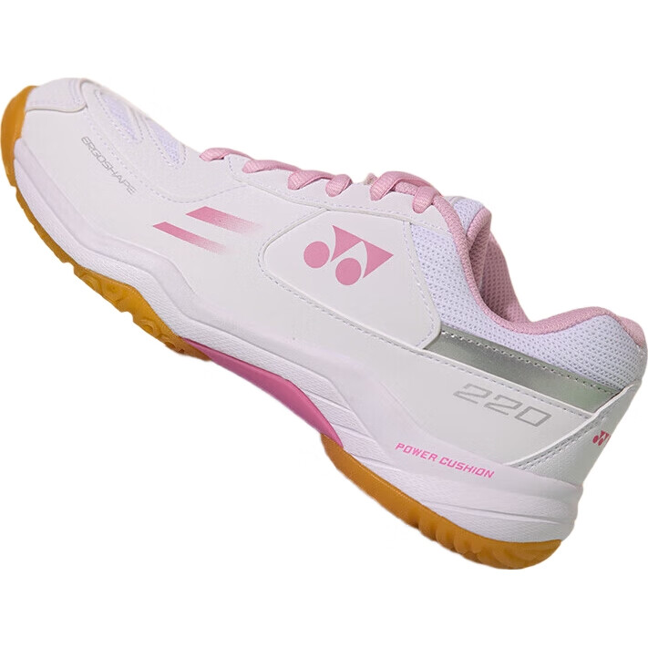 Кроссовки для бадминтона YONEX SHB220CR, мужские, унисекс, белые с розовым, размер 37
