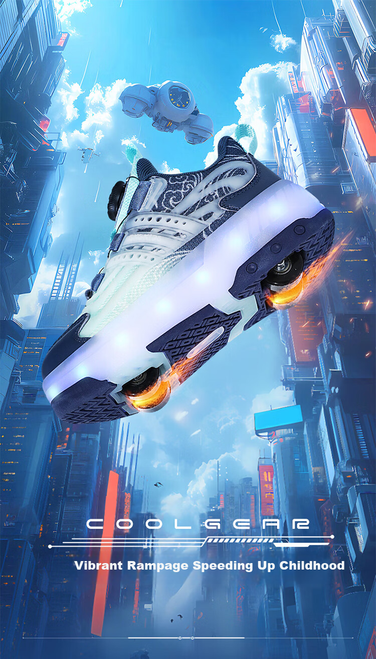 BKG Running Shoes for Girls, Four-Wheel Sports Shoes for Children, Student And Youth Skating Shoes ZYQ23825-B7 Lan Yue 36 3