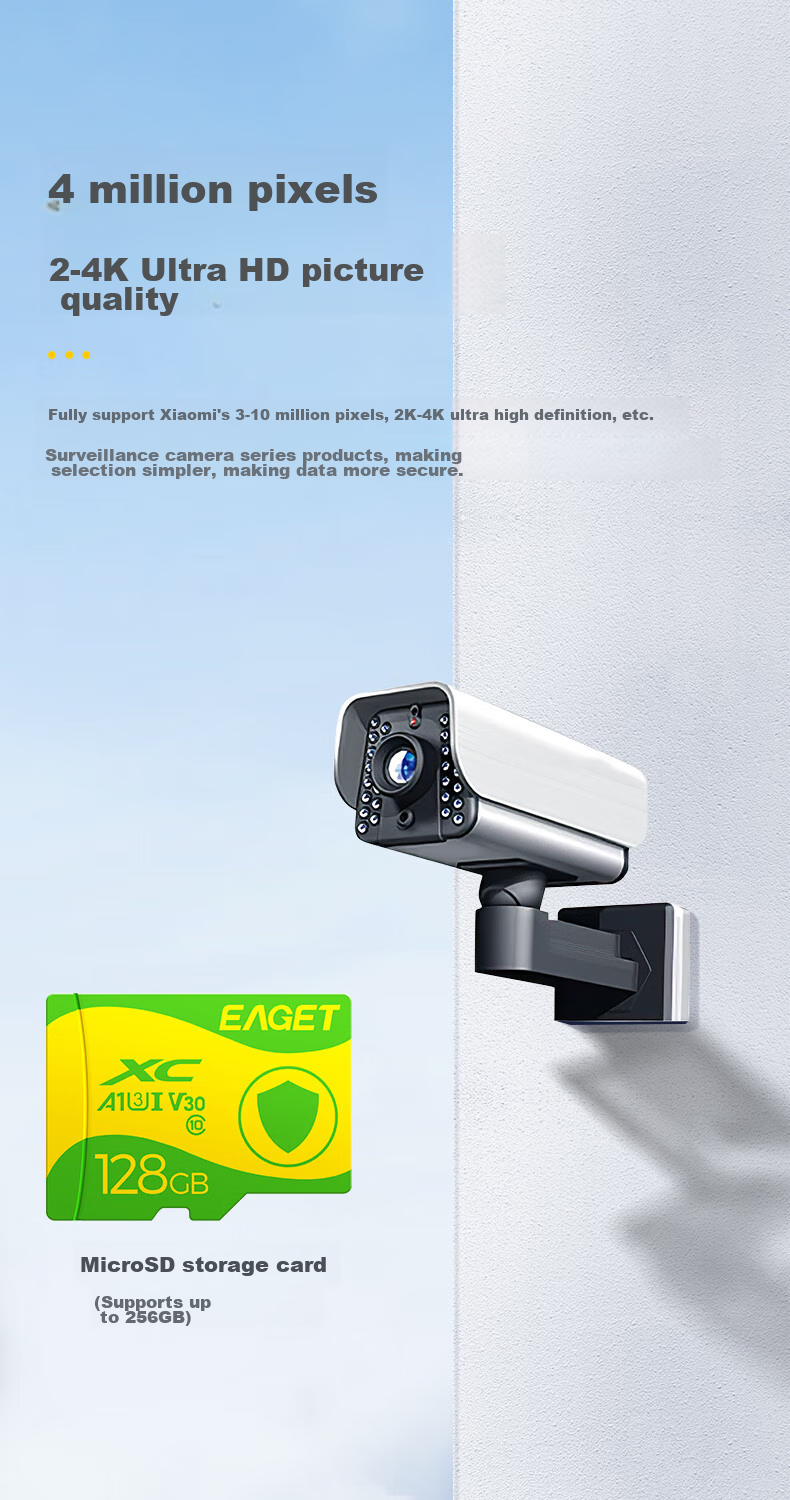EAGET 128GB TF (MicroSD) Memory Card C10 Yellow-Green Card Compatible with 360 Hikvision Lingdu Daidai Pai Monitoring And Dash Cam High-Speed Memory Card 8