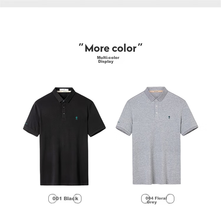 DANCING WOLVES Cotton Short-Sleeve Polo Shirt for Men, Summer Solid Color Comfortable Breathable Business Casual Versatile Short-Sleeve Top for Me 3