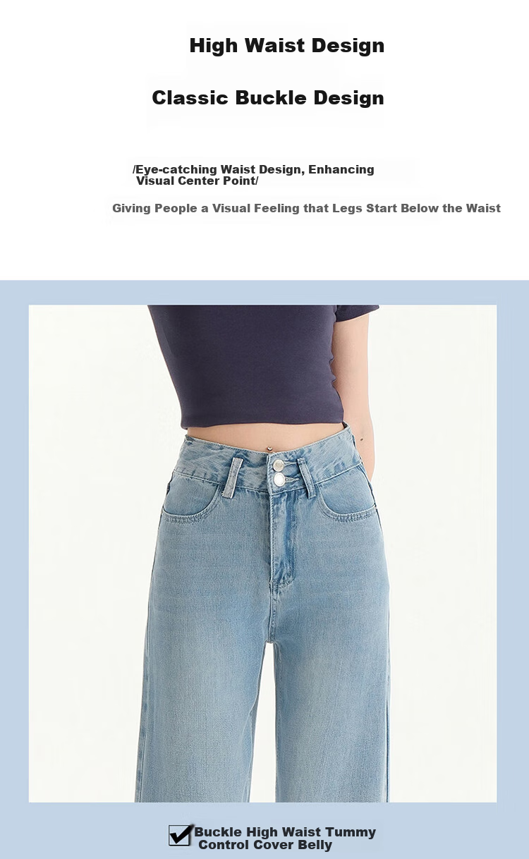 Langsha Tencel Denim Wide-Leg Pants for Women High Waist Slimming Lightweight Spring Summer New Loose Ice Silk Straight-Leg Trousers 4