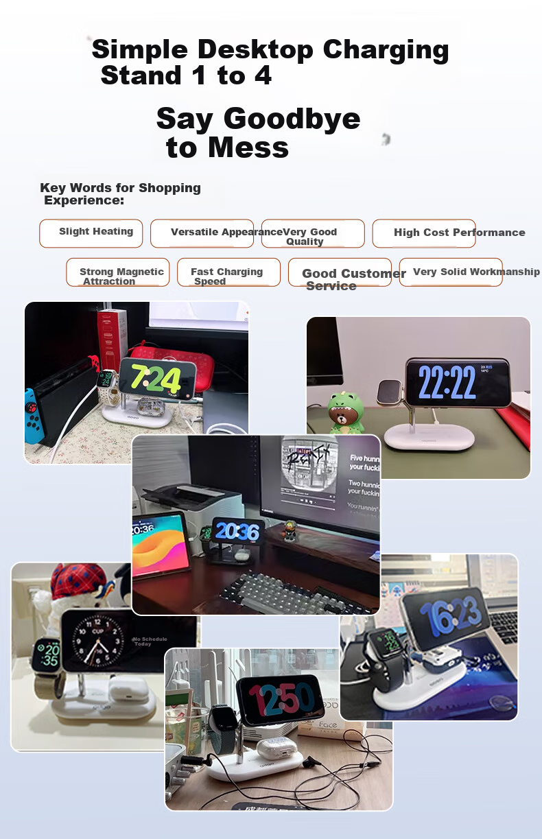 GDGO [Apple MFi Dual Certified] Apple Three-In Wireless Charger, MagSafe Magnetic S12 Watch Four-In MFM Stand, Compatible with 18/17 Pro Max/Air 3