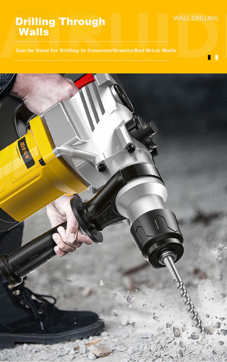 Airuide Safety Clutch Electric Hammer And Pick, Dual-Purpose Impact Drill, High-Power Electric Drill, Industrial Concrete Drilling Electric Tool 9