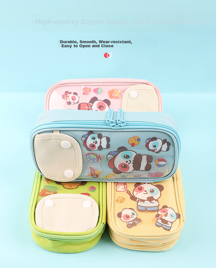 Zhonghua Student Pencil Case, Large Capacity Multi-Layer Pencil Box for Students, Multifunctional DIY Stationery Storage Box, DaDa Panda Series, Children's Day Gift PB0007C, Gree 4