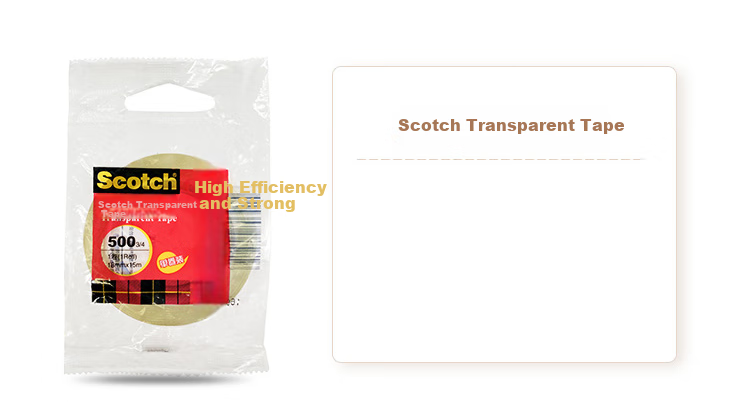 3M Scotch Tape, High-Efficiency Strong Transparent Tape, 500-QS, 18mm×15m, 8 Rolls 6
