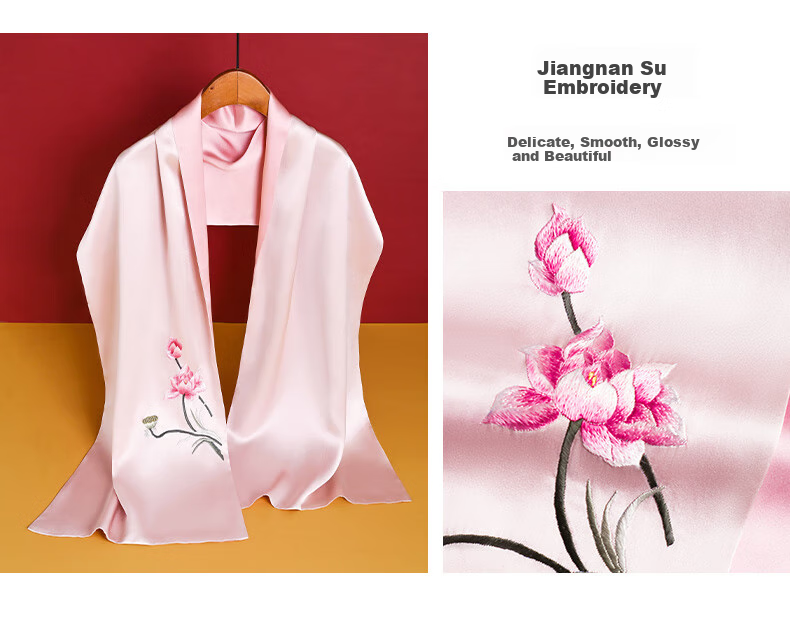 Hangsilu Silk Scarf And Table Runner Set for Women, Mulberry Silk High-End Birthday Gift for Mother And Elders on Mid-Autumn Festival 14