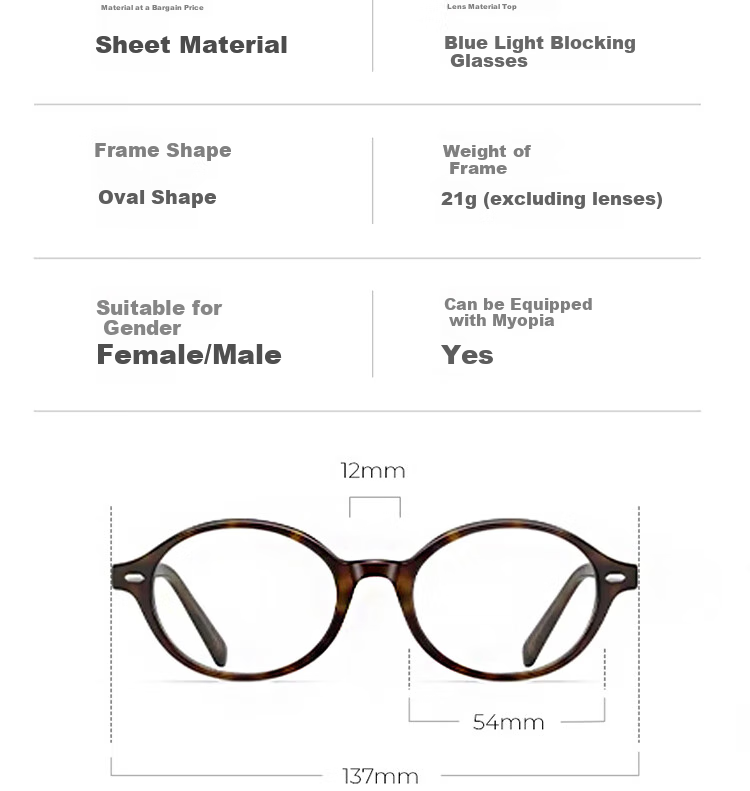 LOHO Small Round Frame Myopia Glasses with Blue Light Protection, Radiation Protection, Prescription Available, Ultra-Light Frame, Artistic And Fashionable Men's Style 10