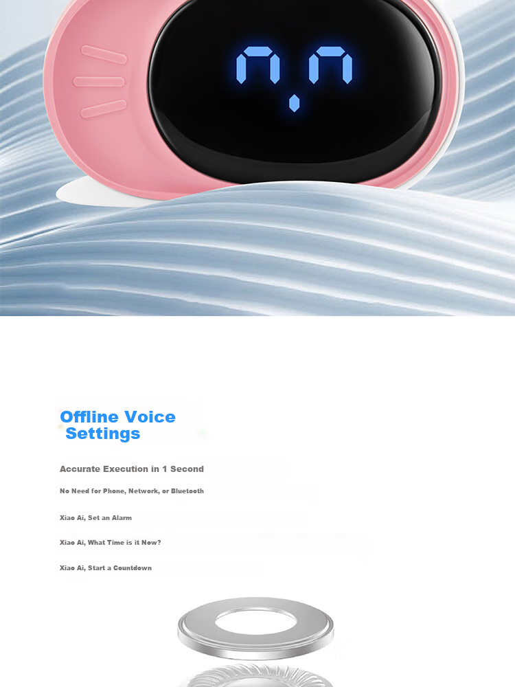 Boby [Pink] Boby Smart Alarm Clock T7, Multifunctional Voice-Controlled Time Management Device, Rechargeable Student Cartoon Alarm Clock Gift for Back-To Seaso 8