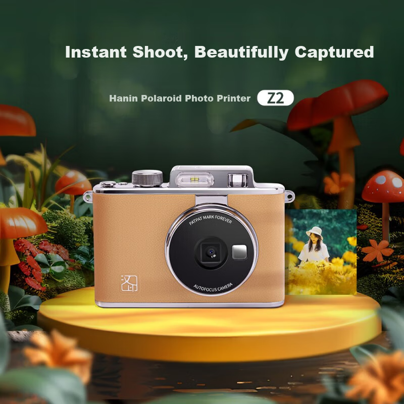 HPRT Instant Camera Z2 Brown Pocket Camera Phone Photo Printer, Instant Printing Directly to Photos, Upgraded Version of Z1 Portable Machine, Gift for Children, Students And Couples