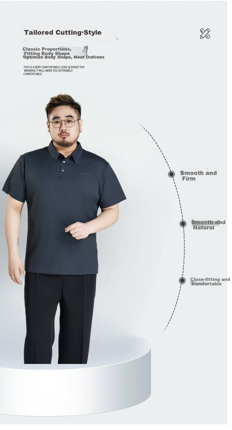 Ayoupang Summer Ice Silk Plus Size Short-Sleeve Polo Shirt, Loose Elastic Collar T-Shirt 1